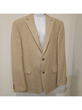 Jack Victor 44R Wool Silk Linen Sport Coat Blazer Tan Beige Texture Weave Canada